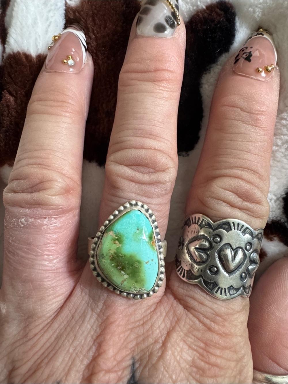 Sterling Silver Sonoran Turquoise Statement Ring - Green Turquoise